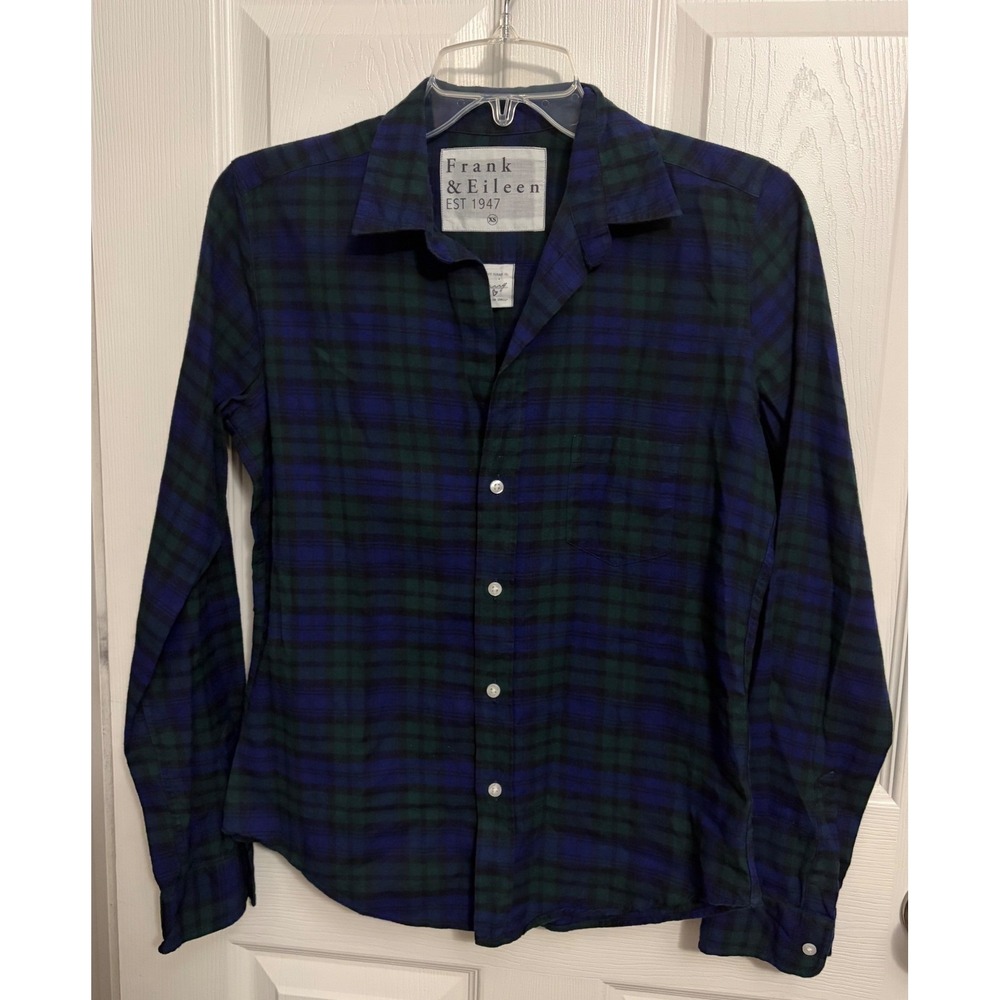 Frank & Eileen | Barry Button-up Flannel Italian Fabric Blue Green Plaid Sz XS